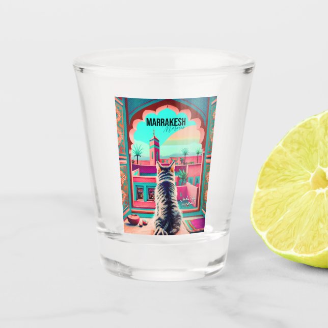 Marrakech Morocco Cat Travel Tourism Souvenir Shot Glass (Front)