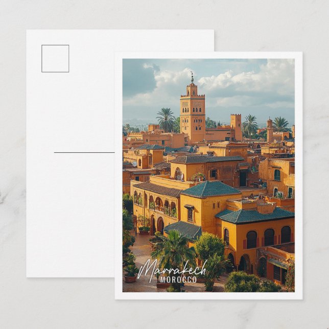 Marrakech Morocco city top view beautiful place Postcard (Front/Back)