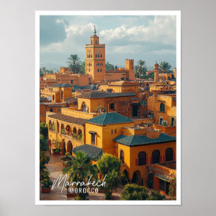 Marrakech Morocco city top view beautiful place Poster