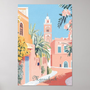 Marrakech Morocco Gouache Illustration Travel Poster