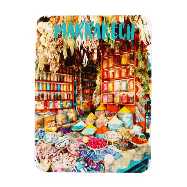 Marrakech Morocco Market Bazaar Magnet (Vertical)