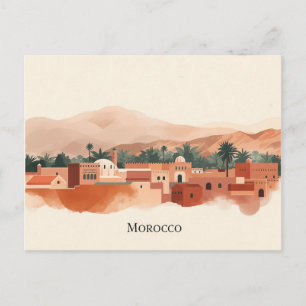 Marrakech, Morocco Minimalist Boho Travel Postcard