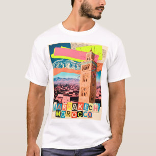 Marrakech Morocco Travel Koutoubia Vintage Skyline T-Shirt