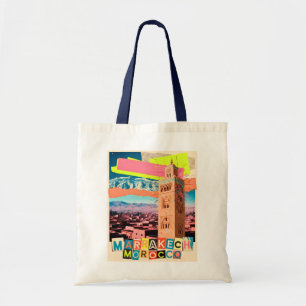 Marrakech Morocco Travel Koutoubia Vintage Skyline Tote Bag