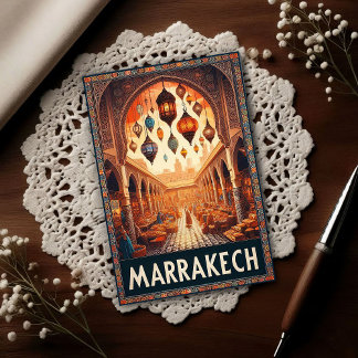 Marrakech Morocco Vintage Market Travel Postcard