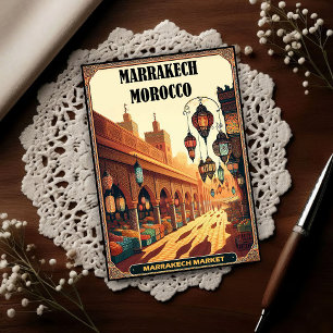 Marrakech Morocco Vintage Market Travel Postcard