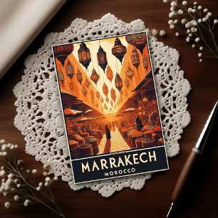 Marrakech Morocco Vintage Market Travel Postcard