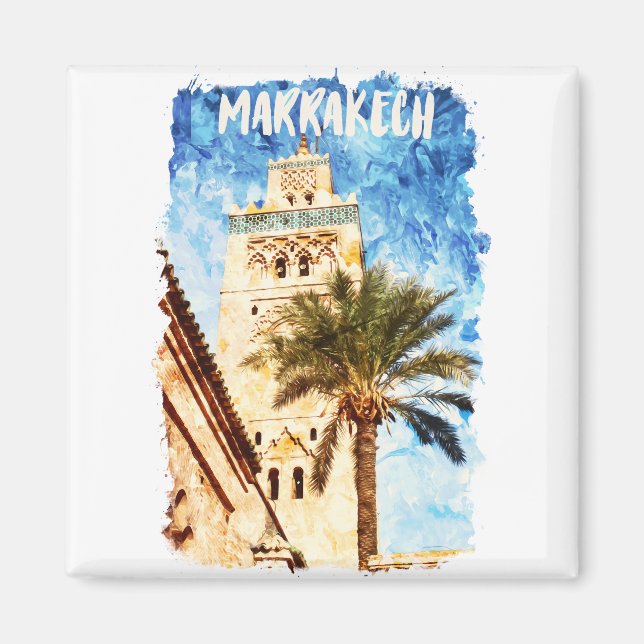 Marrakech Morocco Vintage Travel Magnet (Front)