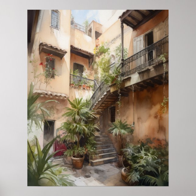 Marrakech Riad Morocco Painting Art Print Poster (Front)