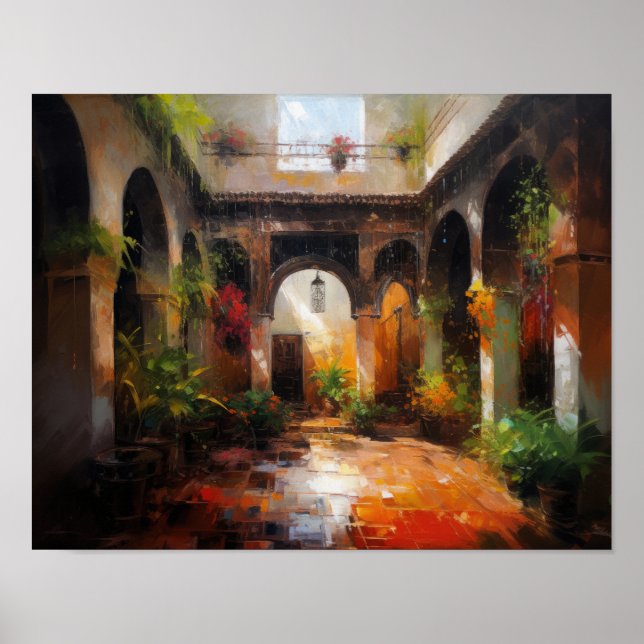 Marrakech Riad Morocco Painting Art Print Poster (Front)