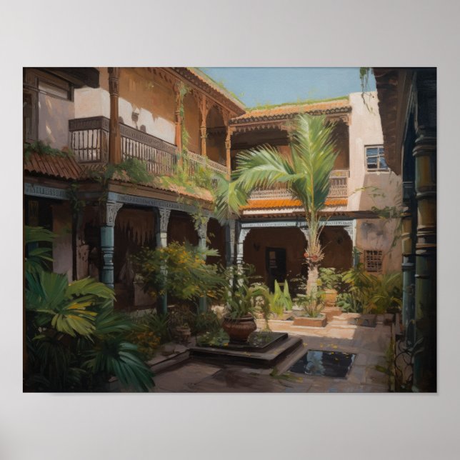 Marrakech Riad Morocco Painting Art Print Poster (Front)