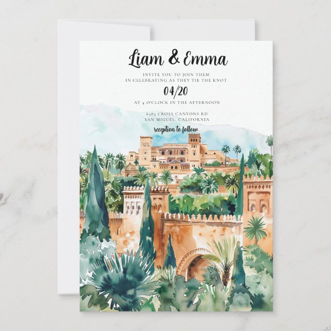 Marrakech Wedding Invitation destination wedding (Front)
