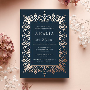 Marrakesh   Elegant Bridal Shower Navy & Rose Gold