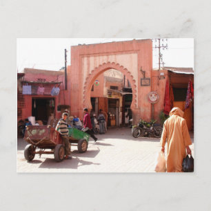 marrakesh medina door postcard