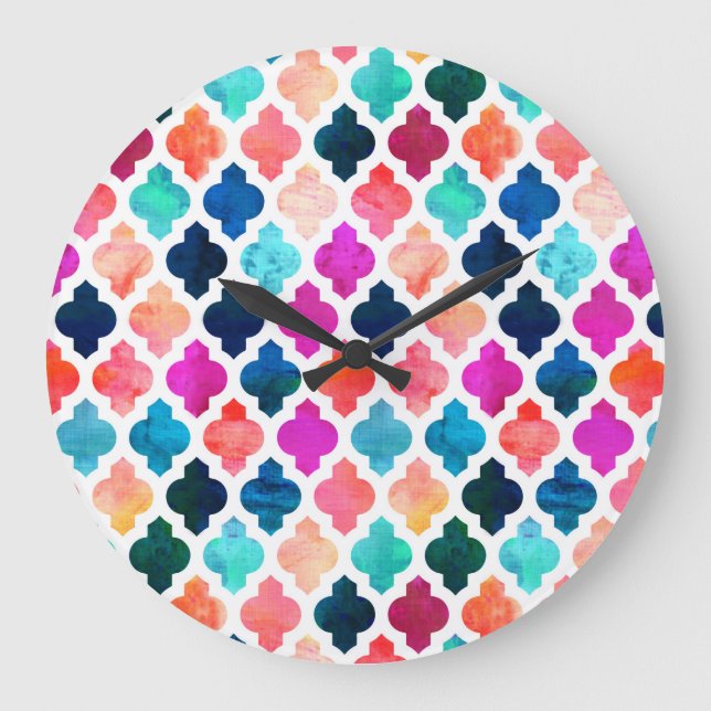 Marrakesh Moroccan Pink #homedecor Large Clock (Front)