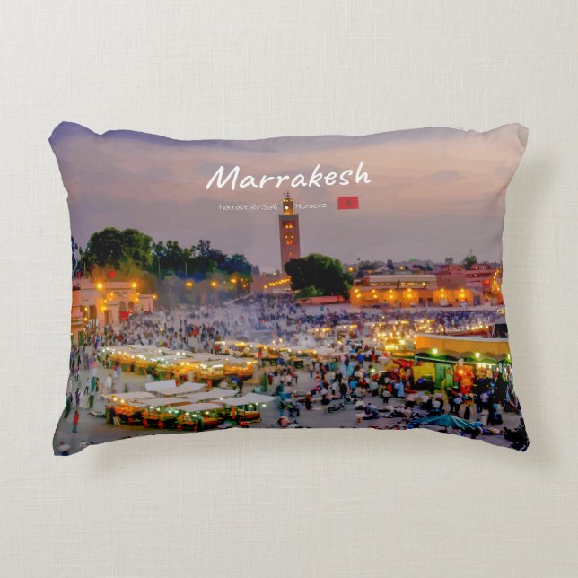 Marrakesh, Morocco - Jemaa el Fnaa Square Decorative Cushion (Front)