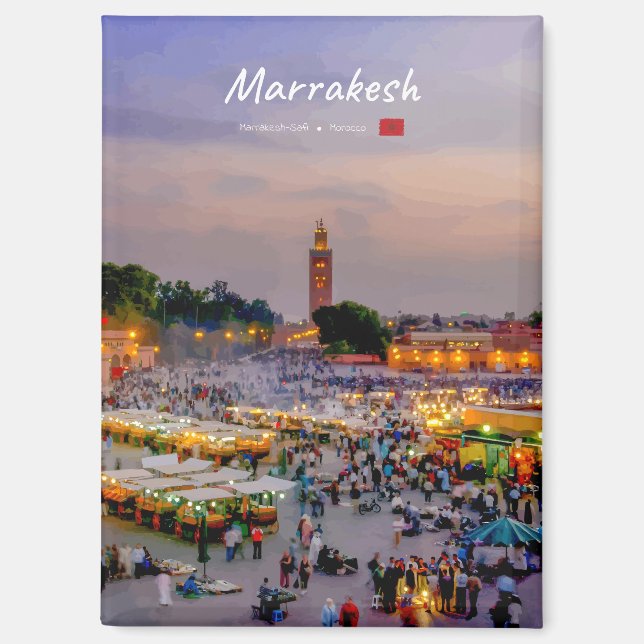 Marrakesh, Morocco - Jemaa el Fnaa Square Flat Magnet (Front)