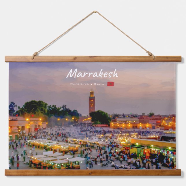 Marrakesh, Morocco - Jemaa el Fnaa Square Hanging Tapestry (Front)