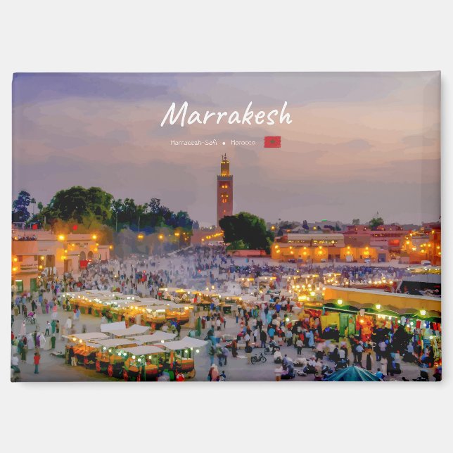 Marrakesh, Morocco - Jemaa el Fnaa Square Magnet (Front)
