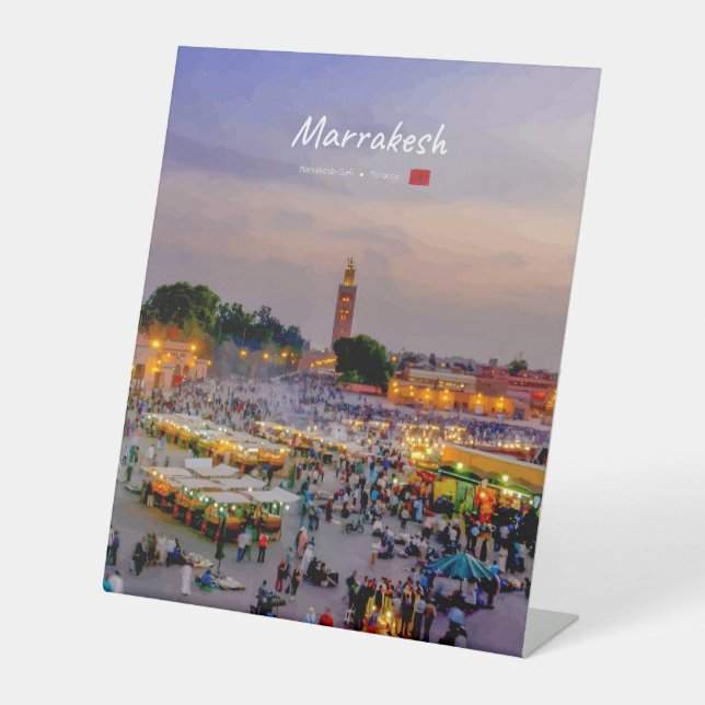Marrakesh, Morocco - Jemaa el Fnaa Square Pedestal Sign (Front)