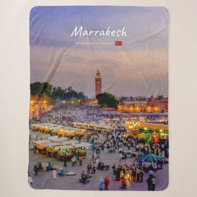 Marrakesh, Morocco - Jemaa el Fnaa Square Sherpa Blanket (Front)