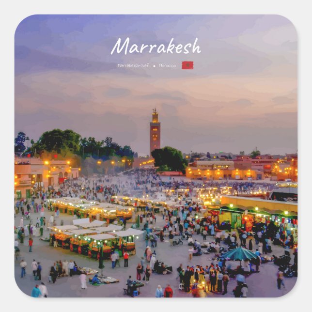 Marrakesh, Morocco - Jemaa el Fnaa Square Sticker (Front)