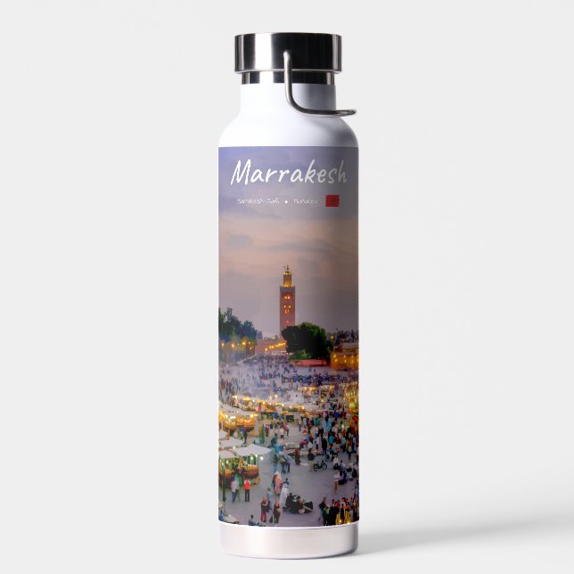 Marrakesh, Morocco - Jemaa el Fnaa Square Water Bottle (Left)