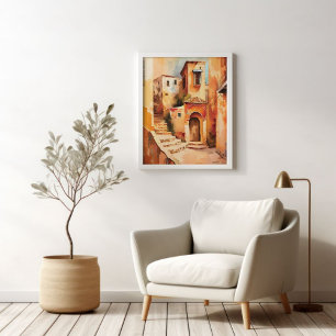 Marrakesh, Morocco Old Medina Expressionist Style  Poster