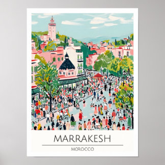 Marrakesh Morocco Vintage Art Illustration Travel Poster