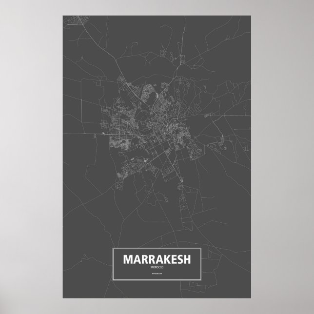 Marrakesh, Morocco (white on black) Poster (Front)