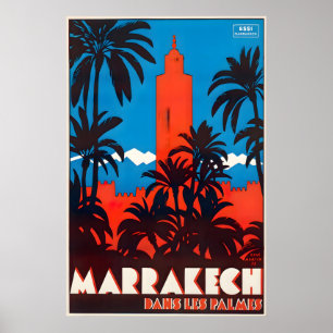 Marrakesh Print Moroccan Art Morocco Travel Poste