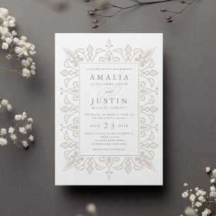 Marrakesh Wedding Invitation Linen Greige