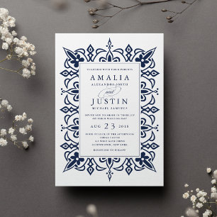 Marrakesh Wedding Invitation Navy