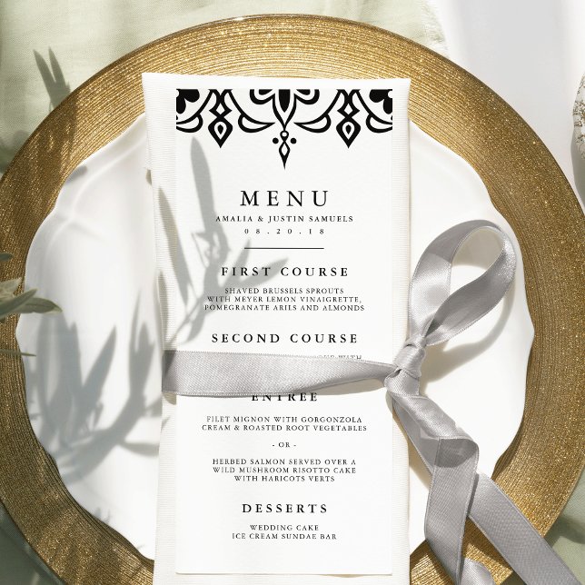 Marrakesh Wedding Menu Card | Black (Creator Uploaded)
