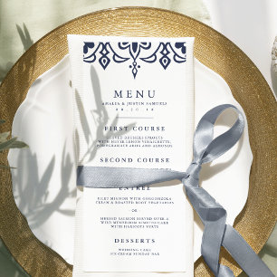 Marrakesh Wedding Menu Card   Navy