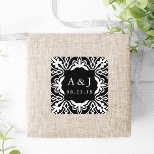 Marrakesh Wedding Monogram Stickers   Black