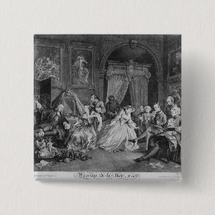 Marriage a la Mode, Plate IV, The Toilette, 1745 15 Cm Square Badge