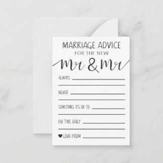 Marriage Advice Card For The New Mr And Mr