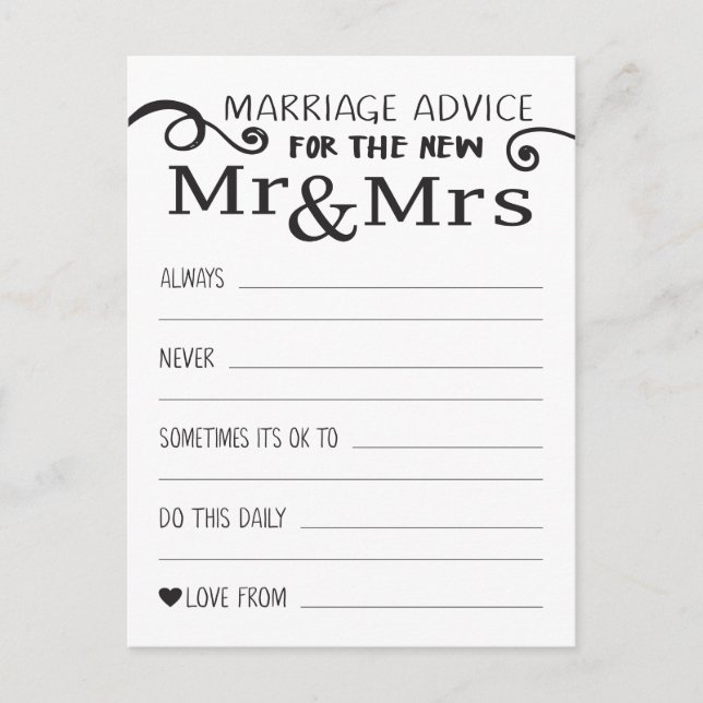 Marriage Advice Table Cards (Front)