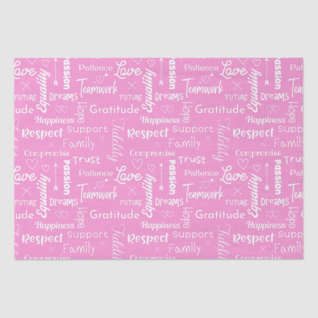 Marriage Advice Typographic Pattern Wedding Store Tissue Paper (Front)