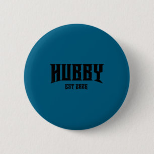 Marriage bachelor party grunge rock hubby est 2026 6 cm round badge