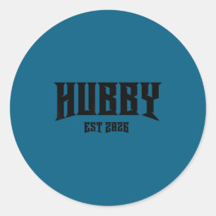 Marriage bachelor party grunge rock hubby est 2026 classic round sticker