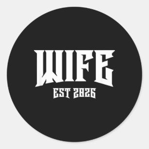 Marriage Bachelor Party Grunge Rock Wife Est 2026 Classic Round Sticker