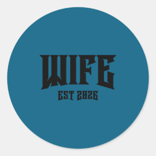 Marriage bachelor party grunge rock wife est 2026 classic round sticker