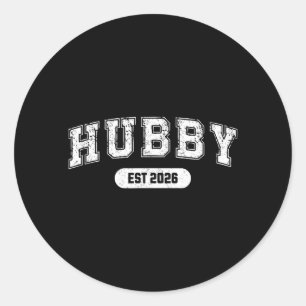 Marriage Bachelor Party Wife and Hubby Est 2026 Classic Round Sticker