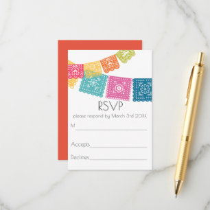 Marriage Boda Wedding Papel Picado RSVP Enclosure Card