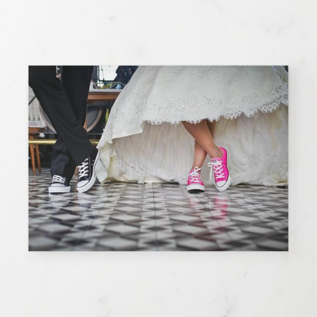 Marriage Bridal Wedding Shoes Wedding Dress Tri-Fold Invitation (Cover)