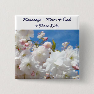 Marriage buttons Mum Dad and Three Kids Blossoms