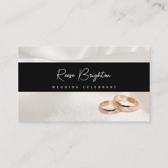 Marriage Celebrant simple black and beige  Business Card (Back)