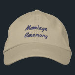 Marriage Ceremony Custom Wedding Bridal Groom Hat<br><div class="desc">Introducing the "Marriage Ceremony" Hat,  an elegant and sophisticated accessory designed to your wedding day. Perfect for the bride,  groom,  and wedding party. 

Comfortable and Soft Khaki Colour Cotton embroidered hat or cap. You can easily customise the text name.</div>